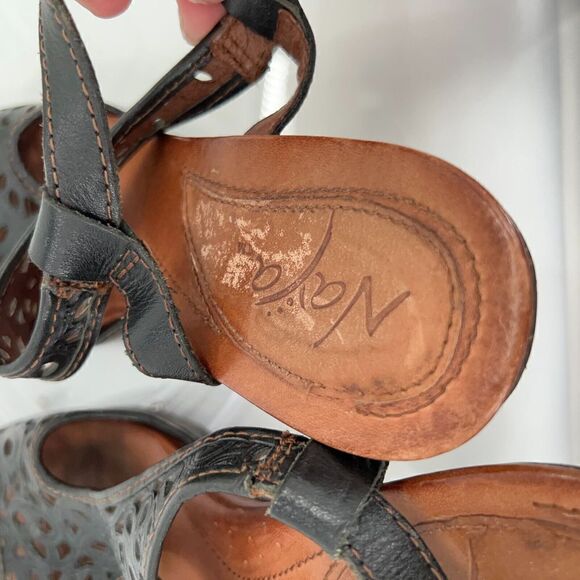 Naya Alpine Sandal Women's Size 10 M Black Leather Tooled Block Heel Slingback - Picture 11 of 16